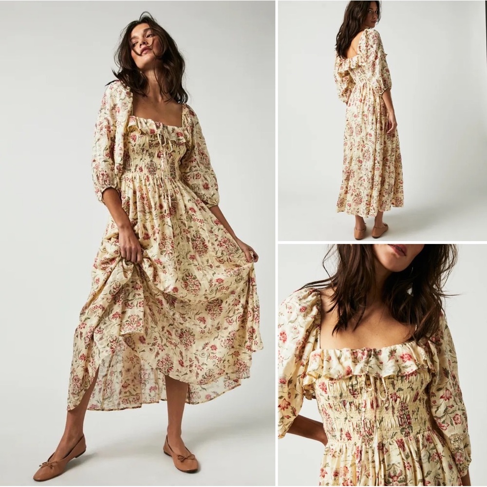 Free People Printed Oasis Midi Dress Medium